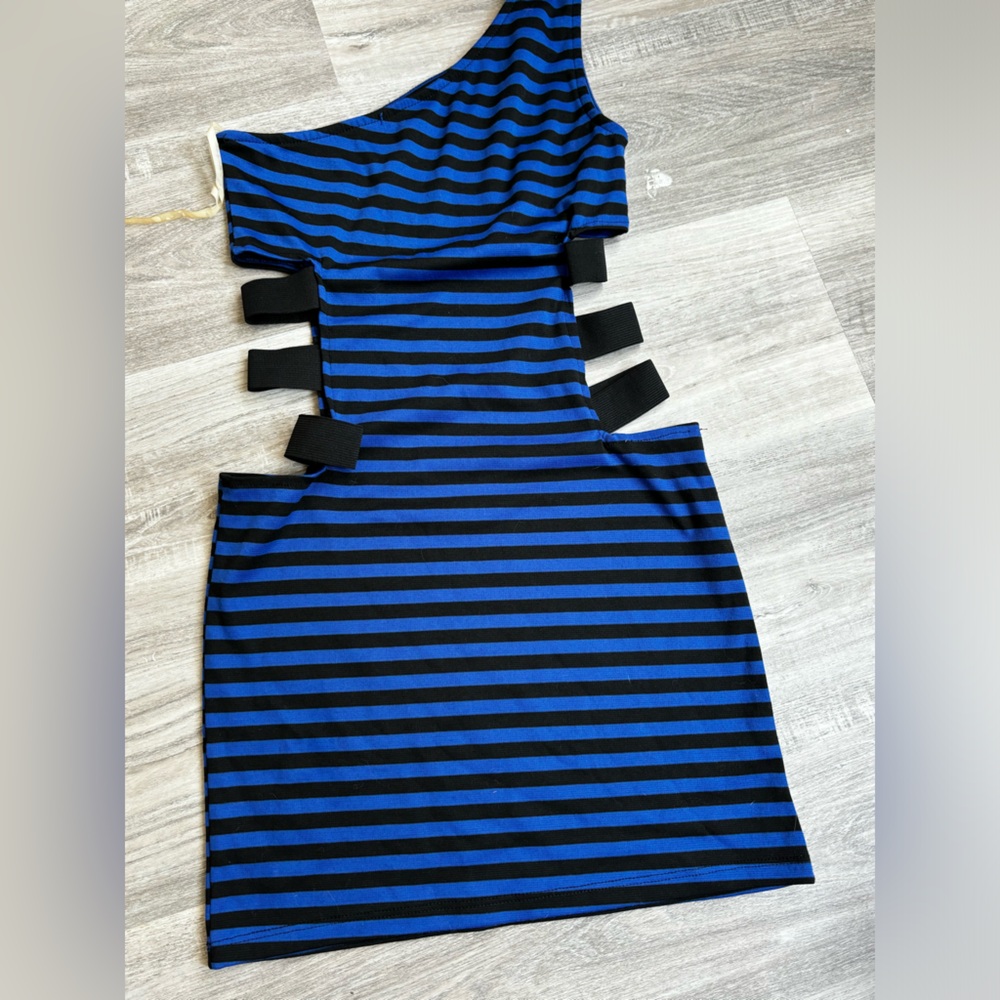 No Tag black n blue cut out dress